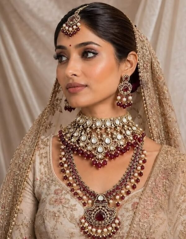 Heavy bridal choke and Pearl and maroon accents